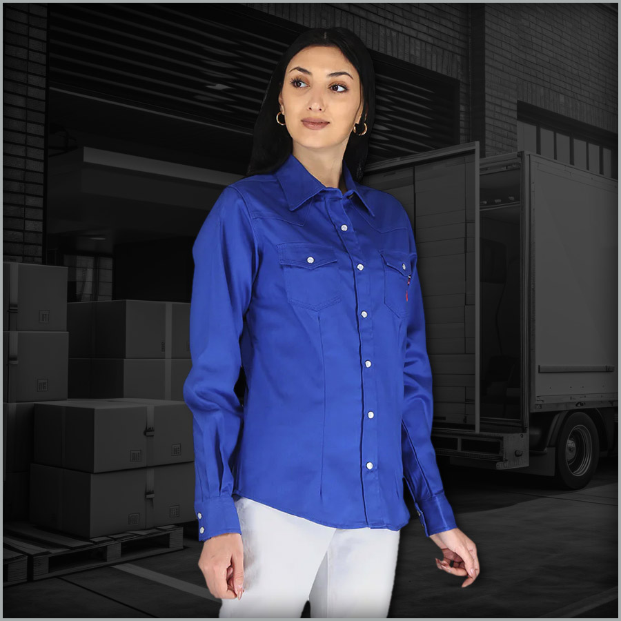 Featured-LFRSLD-P1 Forge Fr Women's Royal Blue Long Sleeve Shirt