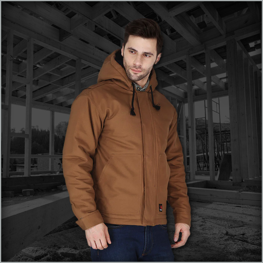 Featured-MFRIJDH-006-P1 Men's Brown Insulated Duck Hooded Jacket
