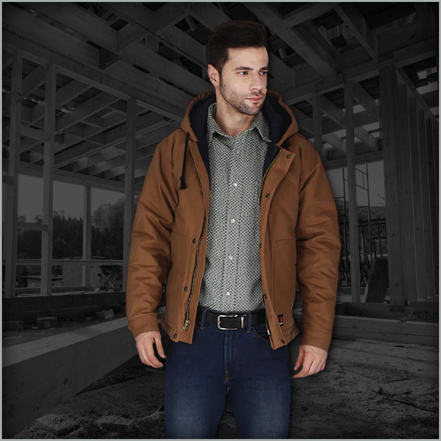 Featured-MFRIJDH-006-P3 Men's Brown Insulated Duck Hooded Jacket